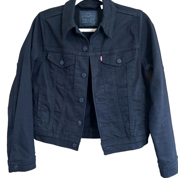 Levi's Women's Original Trucker Jacket Black Slim Fit Denim 299450038 Sz S - Picture 3 of 9